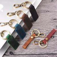 Full Grain Cowhide Leather Key Clasp, with Iron, Unisex & different styles for choice, more colors for choice, 80x28mm, Sold By PC