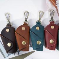 Full Grain Cowhide Leather Key Bag, with Iron, Unisex, more colors for choice, 80x47mm, Sold By PC