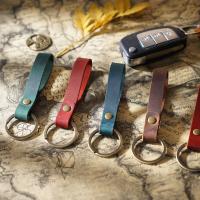 Full Grain Cowhide Leather Key Clasp, with Iron, Unisex, more colors for choice, 105x12mm, Sold By PC