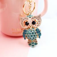 Tibetan Style Key Clasp, Owl, Unisex & with rhinestone, more colors for choice, nickel, lead & cadmium free, 125x40mm, Sold By PC
