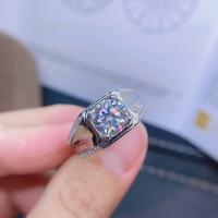 Brass Finger Ring with Moissanite fashion jewelry & for woman silver color nickel lead & cadmium free 8mm Sold By PC