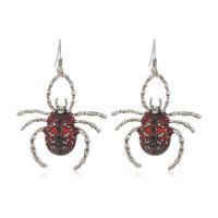 Tibetan Style Drop Earrings, with Acrylic, Spider, antique silver color plated, Halloween Design & fashion jewelry & for woman, nickel, lead & cadmium free, 58x38mm, Sold By Pair