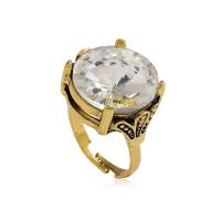 Cink Alloy Finger Ring, antička zlatna boja pozlatom, modni nakit & bez spolne razlike & micro utrti kubni cirkonij, nikal, olovo i kadmij besplatno, Prodano By PC