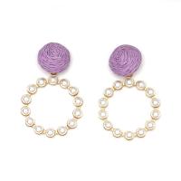 Zinklegierung Ohrringe, mit Kunststoff Perlen, KC goldfarben plattiert, Modeschmuck & für Frau, keine, frei von Nickel, Blei & Kadmium, 65x44mm, verkauft von Paar