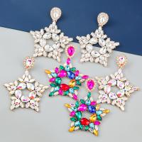 Kolczyk z kryształem górskim, Stop cynku, Powlekane, biżuteria moda & dla kobiety & ze szklanym kamieniem & z kamieniem, dostępnych więcej kolorów, 83x65mm, sprzedane przez para