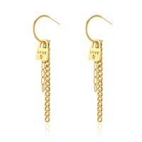 Stainless Steel Drop Earring 304 Stainless Steel Vacuum Ion Plating fashion jewelry & for woman golden 75mm Sold By Pair
