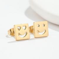 Stainless Steel Stud Earrings 304 Stainless Steel Smiling Face Vacuum Ion Plating fashion jewelry & for woman 8mm Sold By Pair