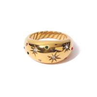 Ring Finger ze stali nierdzewnej, Stal nierdzewna 304, biżuteria moda & różnej wielkości do wyboru & mikro utorować cyrkonia & dla kobiety, złoty, 23x12mm, sprzedane przez PC