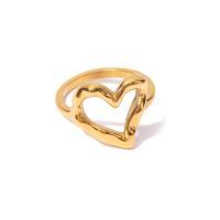 Stainless Steel Finger Ring, 304 Stainless Steel, Heart, Vacuum Ion Plating, fashion jewelry & different size for choice & for woman, golden, 16x21mm, Sold By PC