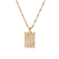 Rustfrit stål smykker halskæde, 304 rustfrit stål, med ABS plastik perle, mode smykker & for kvinde, gylden, 15x29mm, Solgt af PC