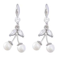 Tibetan Style Drop Earrings, with ABS Plastic Pearl, silver color plated, fashion jewelry & for woman, silver color, 33x14mm, Sold By Pair