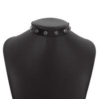 Ожерелье Мода Choker, Искусственная кожа, с Железо & цинковый сплав, Регулируемый & ювелирные изделия моды & разные стили для выбора & Женский, черный, 445mm, продается PC