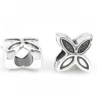 Zinc Alloy European Beads Four Leaf Clover silver color plated DIY nickel lead & cadmium free Approx Sold By Bag