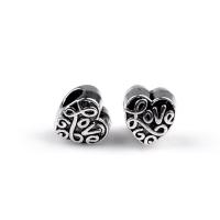 Zinc Alloy European Beads Heart silver color plated DIY nickel lead & cadmium free Approx Sold By Bag
