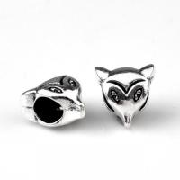 Zinc Alloy European Beads Fox silver color plated DIY nickel lead & cadmium free Approx Sold By Bag