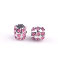 Zinc Alloy European Beads barrel silver color plated DIY & with rhinestone nickel lead & cadmium free Approx Sold By Bag
