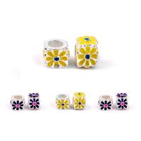 Zinc Alloy European Beads Square silver color plated DIY & enamel Approx Sold By Bag