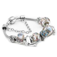 European Bracelet, Tibetan Style, with Resin & Iron, silver color plated, different length for choice & for woman & with rhinestone, mixed colors, nickel, lead & cadmium free, Sold By PC