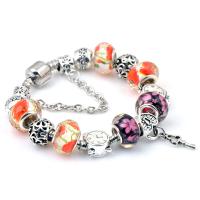 European Bracelet, Tibetan Style, with Resin & Iron, silver color plated, different length for choice & Unisex, mixed colors, nickel, lead & cadmium free, Sold By PC