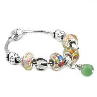 European Bracelet, Tibetan Style, with Cats Eye & Resin & Brass & Iron, silver color plated, different length for choice & Unisex, mixed colors, nickel, lead & cadmium free, Sold By PC
