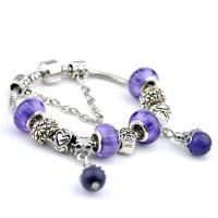 European Bracelet, Tibetan Style, with Resin & Iron & Acrylic, silver color plated, different length for choice & for woman, purple, nickel, lead & cadmium free, Sold By PC