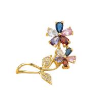 Cubic Zirconia Micro Pave Brass Pendant Flower real gold plated micro pave cubic zirconia & for woman mixed colors nickel lead & cadmium free Sold By PC