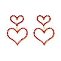 Rhinestone Earring Zinc Alloy with Plastic Pearl Heart gold color plated for woman & with rhinestone nickel lead & cadmium free Sold By Pair