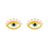 Evil Eye Earrings, Titanium Steel, gold color plated, for woman & enamel, more colors for choice, nickel, lead & cadmium free, 18x20mm, Sold By Pair