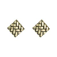 Tibetan Style Stud Earring,  Square, antique brass color plated, for woman, nickel, lead & cadmium free, 25x25mm, Sold By Pair