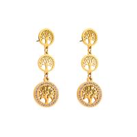Titanium Steel  Earring gold color plated & for woman & with rhinestone golden nickel lead & cadmium free Sold By Pair