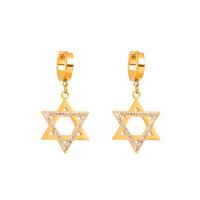 Titanium Steel  Earring gold color plated & for woman & with rhinestone golden nickel lead & cadmium free Sold By Pair