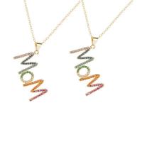 Cubic Zircon Micro Pave Brass Necklace, Alphabet Letter, 18K gold plated, micro pave cubic zirconia & for woman, mixed colors, nickel, lead & cadmium free, 25x34mm, Length:17.72 Inch, Sold By PC
