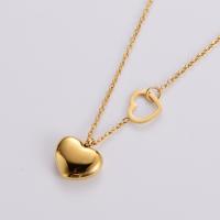 Stainless Steel Jewelry Necklace, 316L Stainless Steel, with 1.97inch extender chain, Heart, gold color plated, fashion jewelry & for woman, golden, Sold Per Approx 16.54 Inch Strand