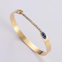 Stainless Steel Bangle 316L Stainless Steel gold color plated fashion jewelry & for woman & with rhinestone golden 50*60mm Sold By PC