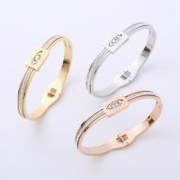 Stainless Steel Bangle 304 Stainless Steel fashion jewelry & for woman & with rhinestone 60*46*6mm Sold By PC