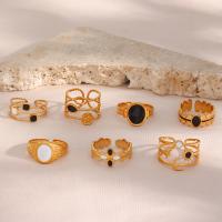 Палец кольцо из нержавеющей стали, Нержавеющая сталь 304, плакирован золотом, разные стили для выбора & Женский & эмаль, Золотой, продается PC