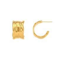 Boucle d'oreille de gaujon en acier inoxydable, Acier inoxydable 304, Plaqué or 18K, bijoux de mode & pour femme, doré, 22x13mm, Vendu par paire