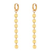Stainless Steel Drop Earring, 304 Stainless Steel, 18K gold plated, fashion jewelry & for woman, golden, 67mm, Sold By Pair