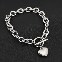 Stainless Steel Jewelry Bracelet, 304 Stainless Steel, Heart, fashion jewelry & for woman, original color, 8mm,16mm, Length:Approx 7.09 Inch, Sold By PC
