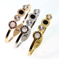 Bracelet d'acier titane, avec coquille, beignet, bijoux de mode & pour femme & avec strass, plus de couleurs à choisir, 58x48mm, Vendu par PC
