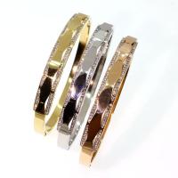Titanium Steel Bracelet & Bangle, Donut, Vacuum Ion Plating, fashion jewelry & for woman & with rhinestone, more colors for choice, 58x48mm, Sold By PC