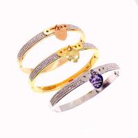 Titanium Steel Bracelet & Bangle Heart Vacuum Ion Plating fashion jewelry & for woman & with rhinestone Sold By PC