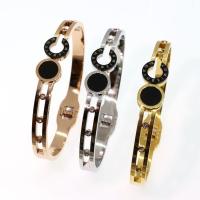 Titanium Steel Bracelet & Bangle with Acrylic Donut Vacuum Ion Plating fashion jewelry & for woman & with rhinestone Sold By PC