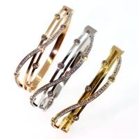 Титана стальной браслет, титан, ювелирные изделия моды & Женский & со стразами, Много цветов для выбора, 58x48mm, продается PC