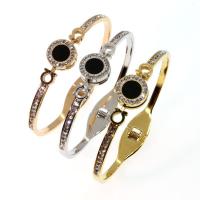 Bracelet d'acier titane, avec Acrylique, beignet, bijoux de mode & pour femme & avec strass, plus de couleurs à choisir, 58x48mm, Vendu par PC