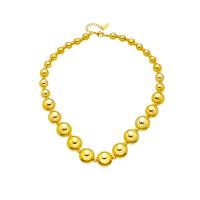 Titanium Steel Necklace, with 5cm extender chain, Round, Vacuum Ion Plating, fashion jewelry & graduated beads & for woman, golden, 15mm, Length:42 cm, Sold By PC