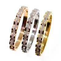 Titanium armbanden, Titanium Staal, Donut, mode sieraden & voor vrouw & met strass, meer kleuren voor de keuze, 58x48mm, Verkocht door PC