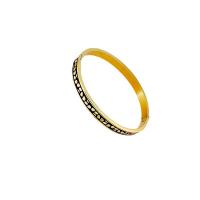 Bracelet d'acier titane, beignet, bijoux de mode & pour femme & autocollant époxyde, doré, Diamètre intérieur:Environ 58x48mm, Vendu par PC