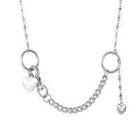 Zinc Alloy Jewelry Necklace with 5cm extender chain Heart silver color plated fashion jewelry & for woman silver color nickel lead & cadmium free Length 52.7 cm Sold By PC
