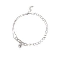 Titanstahl Halskette, mit Verlängerungskettchen von 5cm, Herz, Modeschmuck & für Frau, Silberfarbe, 13x16mm, Länge:38 cm, verkauft von PC